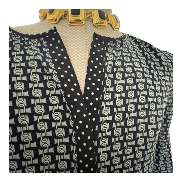 Talbots Equestrian Chain Link Button Down Blouse Top XL Career Abstract Work - Picture 8 of 12
